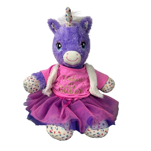 Build-A-Bear Other - Build-A-Bear Purple Sparkle Unicorn Plush Glitter Tee Tutu Outfit Stuffed Cute